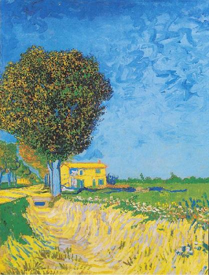 Vincent Van Gogh Avenue at Arles with houses oil painting picture